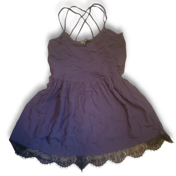 GIRLS ON FILM - Purple Ballerina. Dress W/ Lace & Criss Cross Spaghetti Straps - Picture 4 of 9